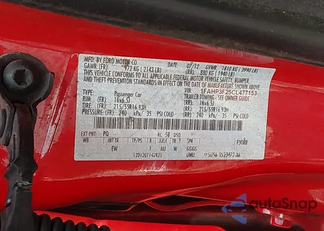 2012 Ford Focus Se из США, поврежденный, VIN 1FAHP3F25CL477153